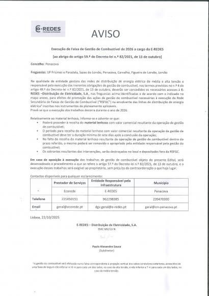 Execução de Faixa de Gestão de Combustível de 2026 a cargo da E-REDES